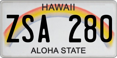 HI license plate ZSA280