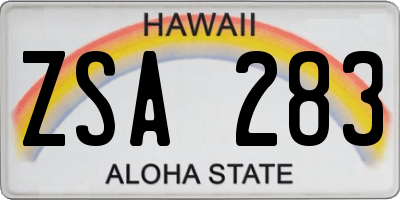 HI license plate ZSA283
