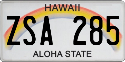 HI license plate ZSA285