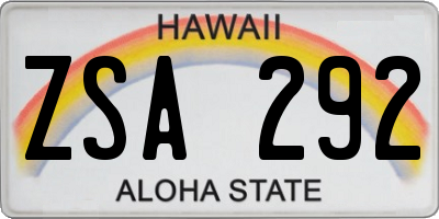 HI license plate ZSA292