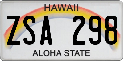 HI license plate ZSA298