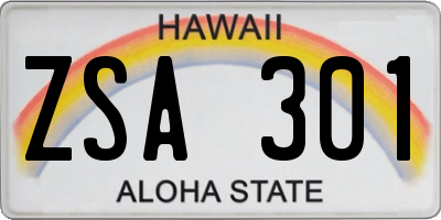 HI license plate ZSA301