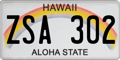 HI license plate ZSA302