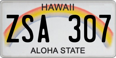HI license plate ZSA307