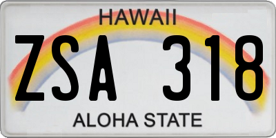 HI license plate ZSA318