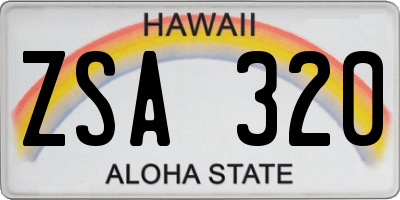 HI license plate ZSA320
