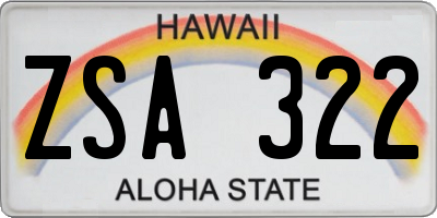 HI license plate ZSA322