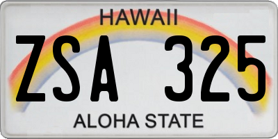 HI license plate ZSA325
