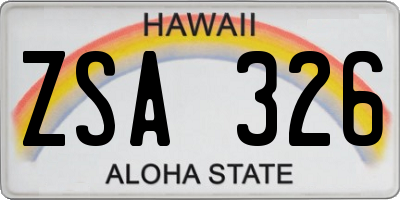 HI license plate ZSA326