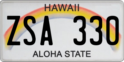 HI license plate ZSA330