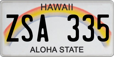 HI license plate ZSA335