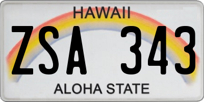 HI license plate ZSA343