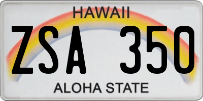 HI license plate ZSA350