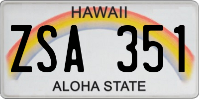 HI license plate ZSA351