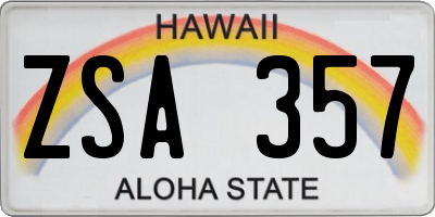 HI license plate ZSA357