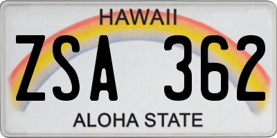 HI license plate ZSA362