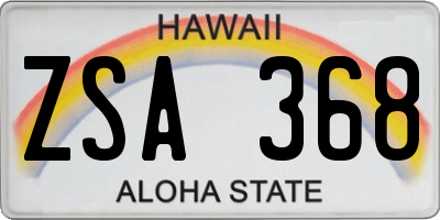 HI license plate ZSA368