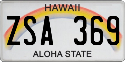 HI license plate ZSA369