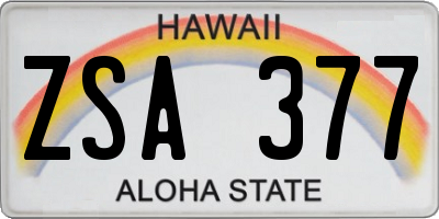 HI license plate ZSA377