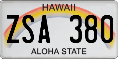 HI license plate ZSA380