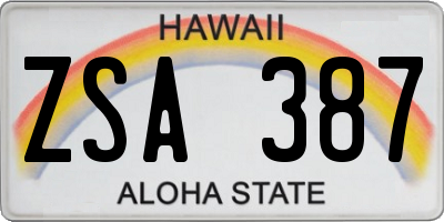 HI license plate ZSA387