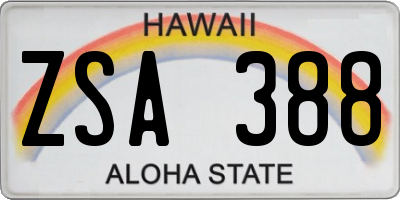 HI license plate ZSA388
