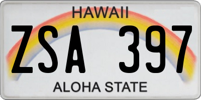 HI license plate ZSA397