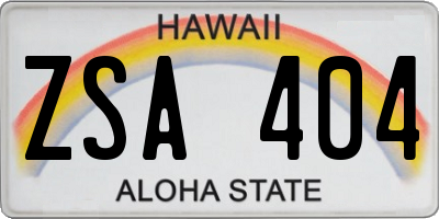 HI license plate ZSA404