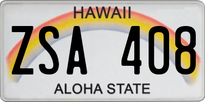 HI license plate ZSA408