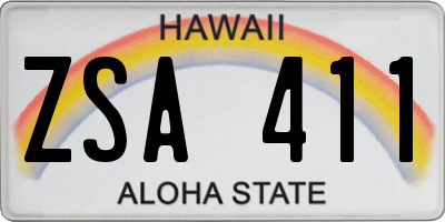 HI license plate ZSA411