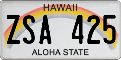 HI license plate ZSA425