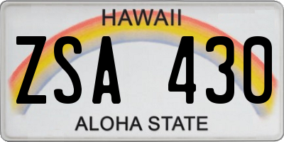 HI license plate ZSA430