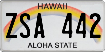HI license plate ZSA442