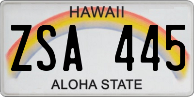 HI license plate ZSA445
