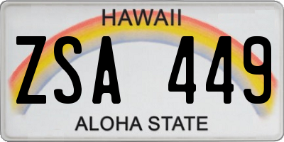 HI license plate ZSA449