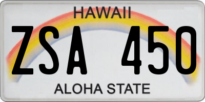 HI license plate ZSA450