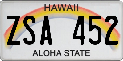 HI license plate ZSA452