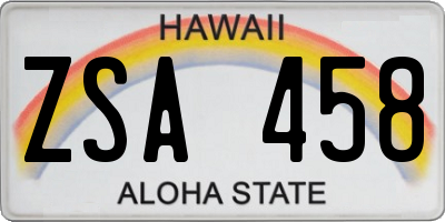 HI license plate ZSA458