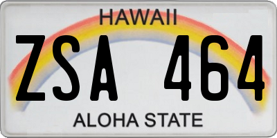 HI license plate ZSA464