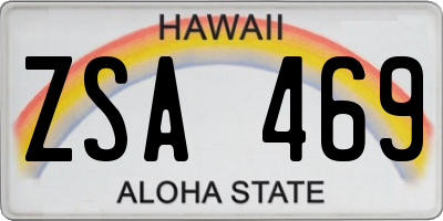HI license plate ZSA469