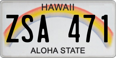 HI license plate ZSA471