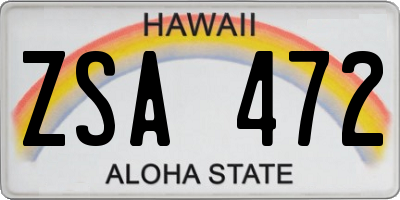 HI license plate ZSA472