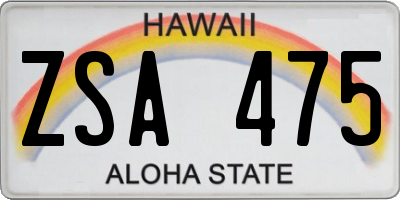 HI license plate ZSA475