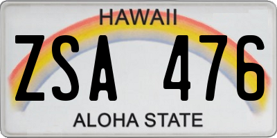 HI license plate ZSA476