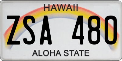 HI license plate ZSA480