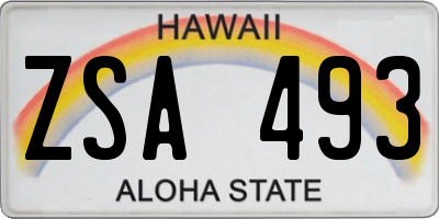 HI license plate ZSA493