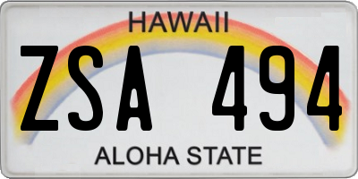 HI license plate ZSA494