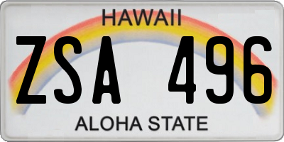 HI license plate ZSA496