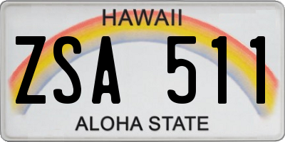 HI license plate ZSA511