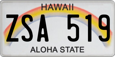HI license plate ZSA519